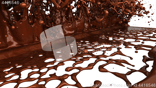 Image of Melted chocolate or cocoa coffee splashes and droplets