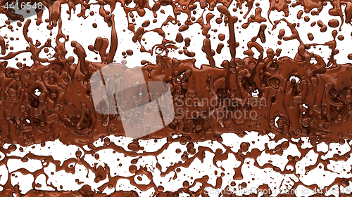 Image of Melting chocolate or cocoa coffee splashes and droplets