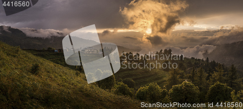 Image of Terraces, rice fields and villages in Himalayas, Nepal