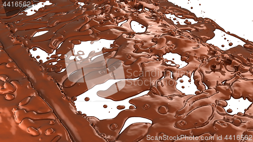 Image of Melted chocolate or cocoa coffee splashes and droplets