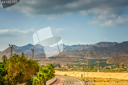 Image of Panoramic view to the mountains in motion