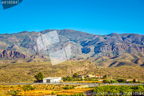 Image of Panoramic view to the mountains in motion