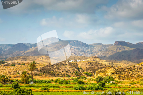 Image of Panoramic view to the mountains in motion