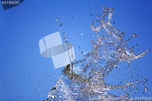 Image of Water splash on blue background close up shoot