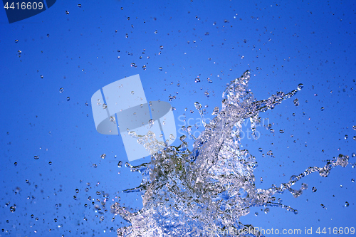 Image of Water splash on blue background close up shoot