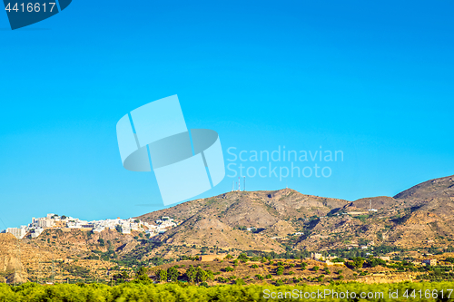 Image of Panoramic view to the mountains in motion