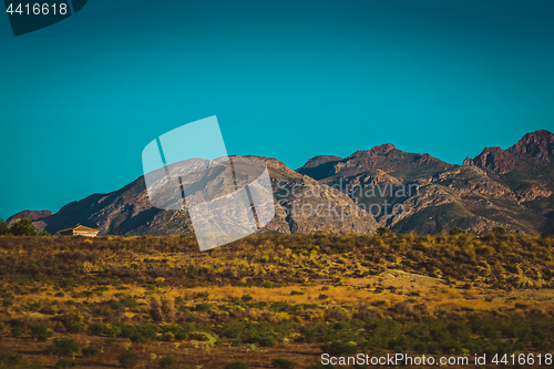 Image of Panoramic view to the mountains in motion