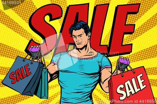 Image of man with bags on sale