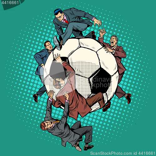 Image of Competition of politicians for football. soccer ball