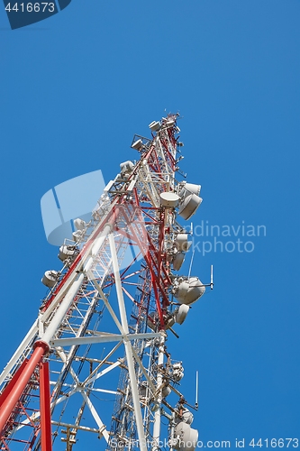 Image of Transmitter towers, blue sky