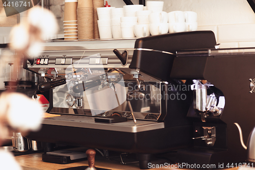 Image of Barista, cafe, making coffee, preparation and service concept