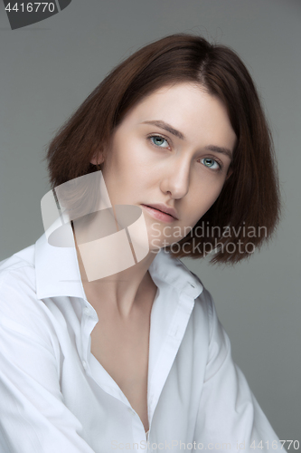 Image of The face of attractive serious woman