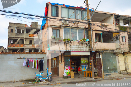 Image of Building  Shanghai slum area. China