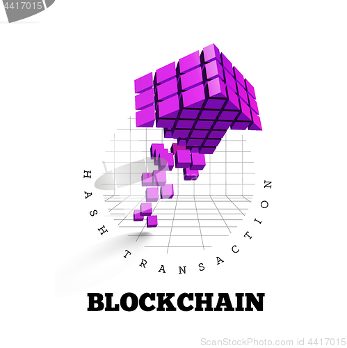 Image of Blockchain vector illustration in the form of cubes in the form of an arrow. Block chain design. The concept of information transfer