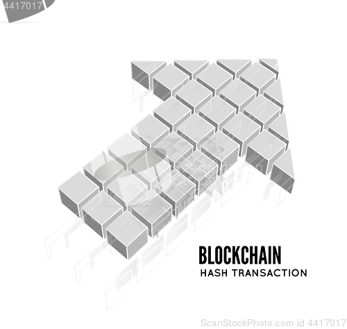 Image of Blockchain vector illustration in the form of cubes in the form of an arrow. Block chain design. The concept of information transfer