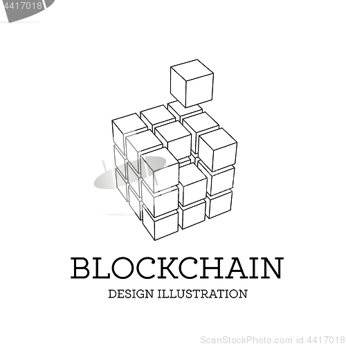 Image of Blockchain vector illustration in the form of cubes. Block chain design. The concept of information transfer