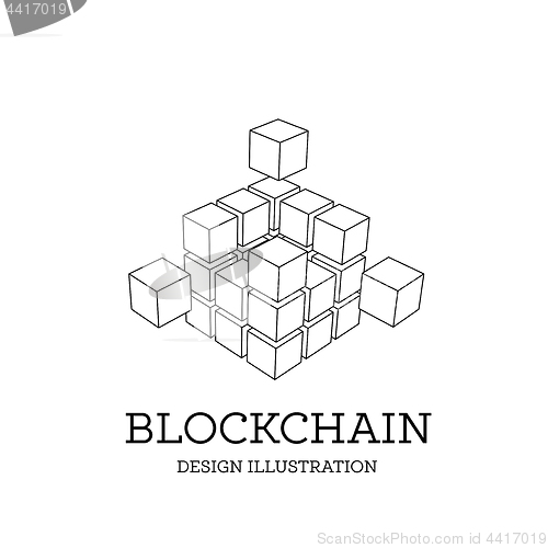 Image of Blockchain vector illustration in the form of cubes. Block chain design. The concept of information transfer