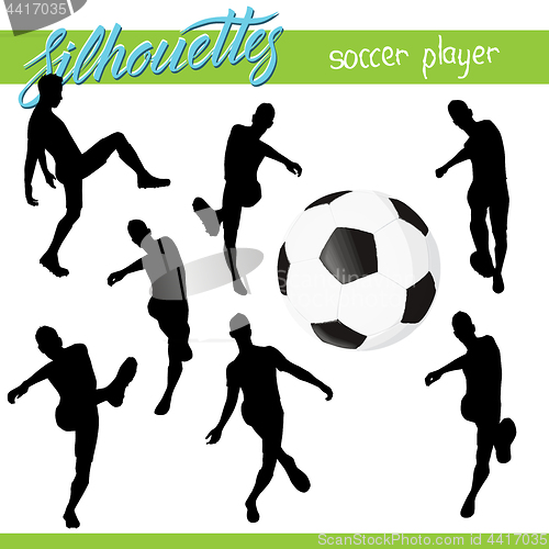 Image of Vector football soccer ball with players silhouettes