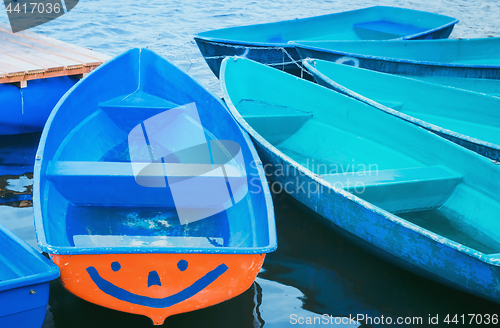 Image of Colorful Recreation Boats At The Pier