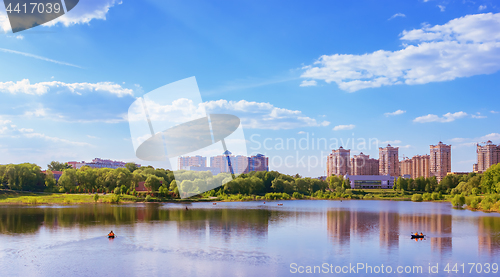 Image of New Residential District By The Lake On A Summer Day