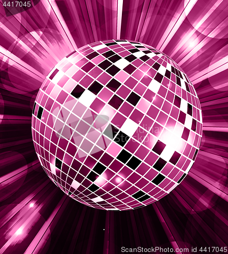 Image of Disco ball party vector background with rays vector