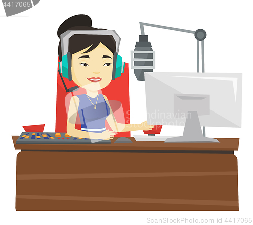 Image of Female dj working on the radio vector illustration