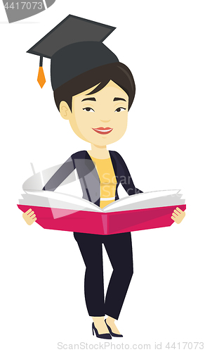 Image of Graduate with book in hands vector illustration.