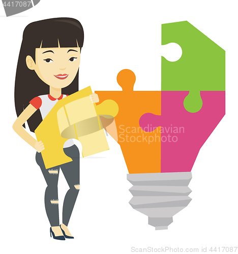 Image of Student with idea lightbulb vector illustration.