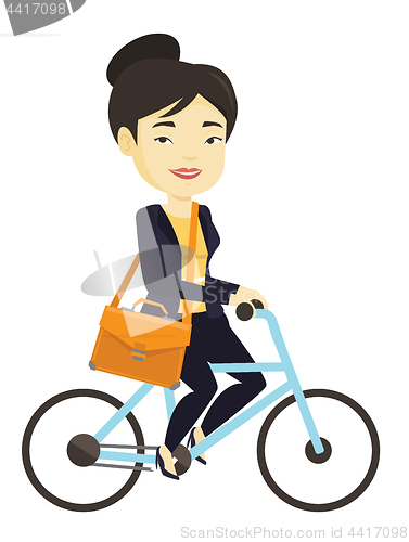 Image of Woman riding bicycle vector illustration.