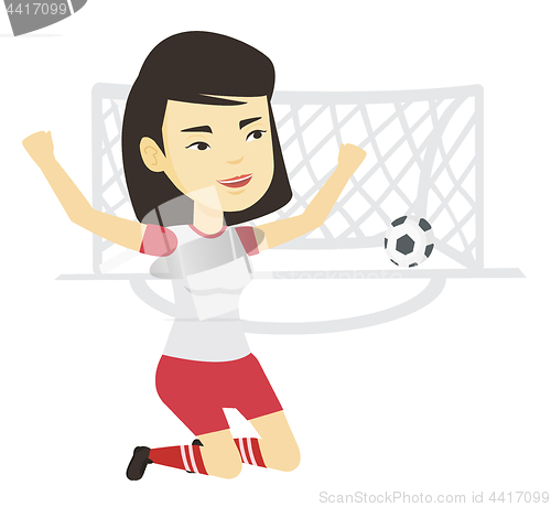 Image of Soccer player celebrating scoring goal.