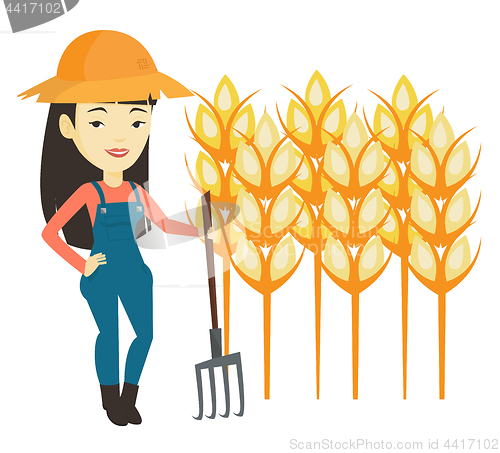 Image of Farmer with pitchfork vector illustration.