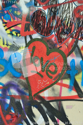 Image of dirty love graffiti urban background