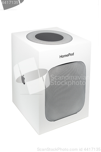 Image of Packaging of an Apple HomePod speaker