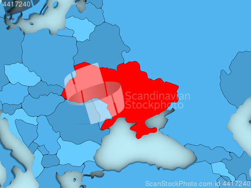 Image of Ukraine on 3D map