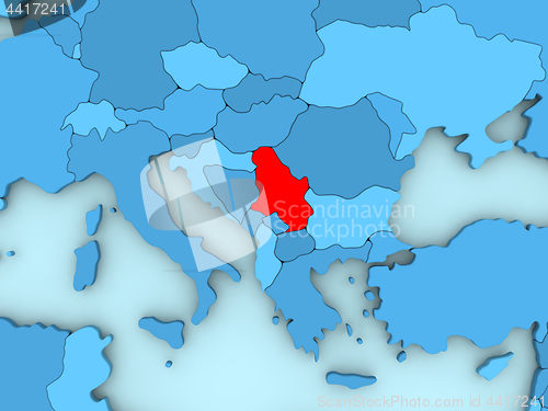 Image of Serbia on 3D map
