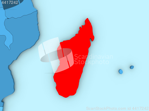 Image of Madagascar on 3D map