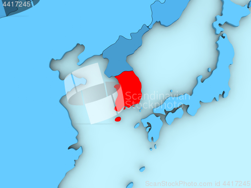 Image of South Korea on 3D map