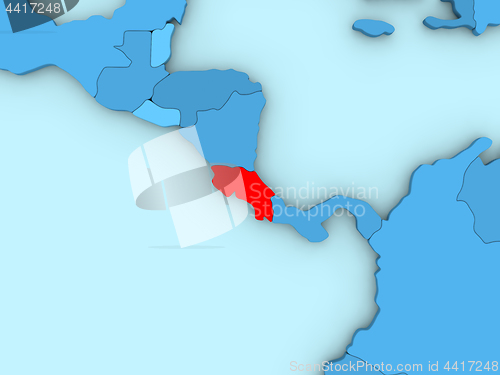 Image of Costa Rica on 3D map