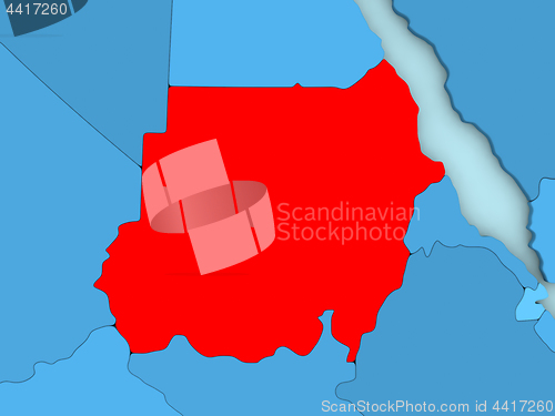 Image of Sudan on 3D map