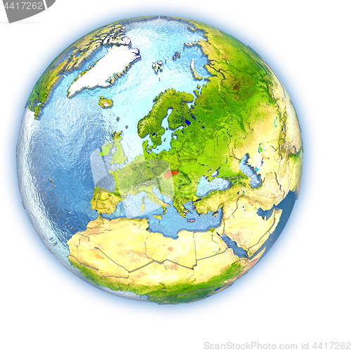 Image of Slovakia on isolated globe