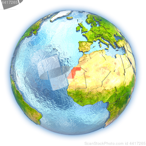 Image of Western Sahara on isolated globe