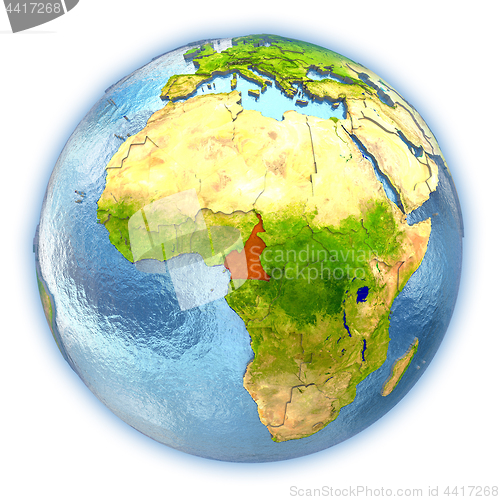 Image of Cameroon on isolated globe