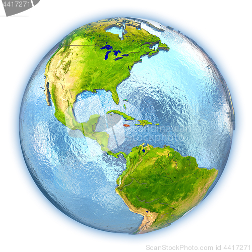 Image of Jamaica on isolated globe