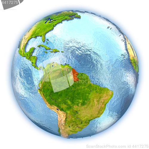 Image of Guyana on isolated globe