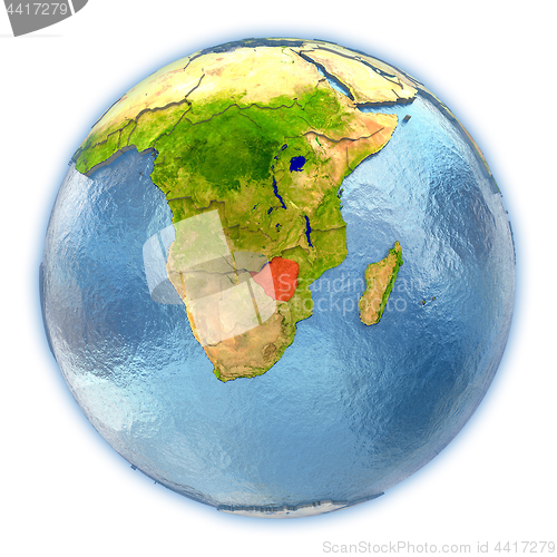 Image of Zimbabwe on isolated globe