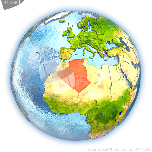 Image of Algeria on isolated globe
