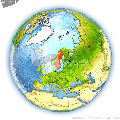 Image of Sweden on isolated globe