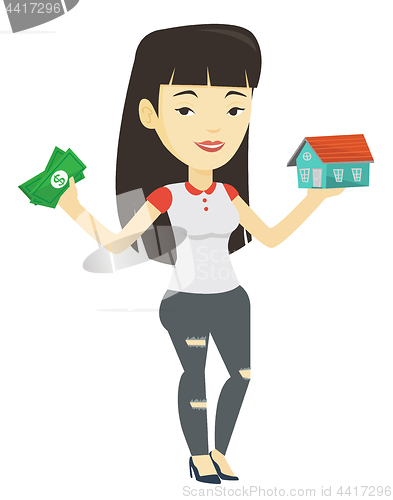 Image of Woman buying house thanks to loan.