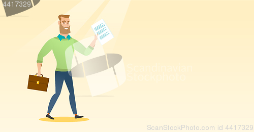 Image of Happy business woman running vector illustration.