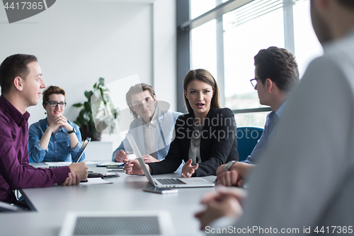 Image of Business Team At A Meeting at modern office building